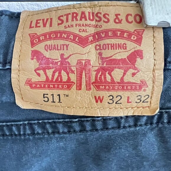 LEVIS 511 Stretch Slim Denim Jeans Black Dark Gray 32X30 White Tag Straight Leg - Picture 2 of 12